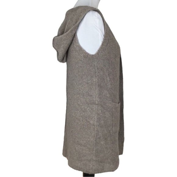 Tahari Women’s Tan Coastal Sleeveless Lagenlook Hooded Open‎ Cardigan XS/C33 - Picture 2 of 9